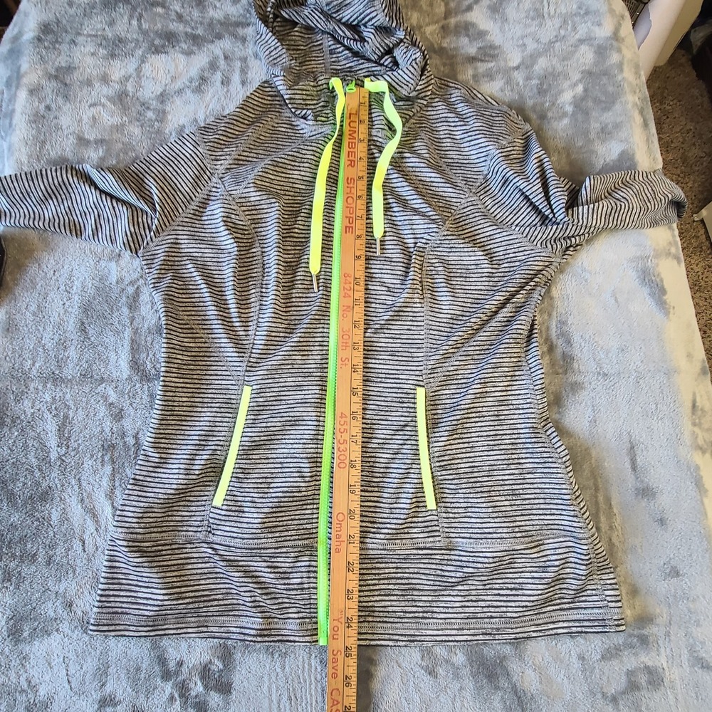 Lukka Womens Full Zip Hoodie Sweatshirt Gray Stripe Pockets Thumb Loops. Large - Picture 11 of 16